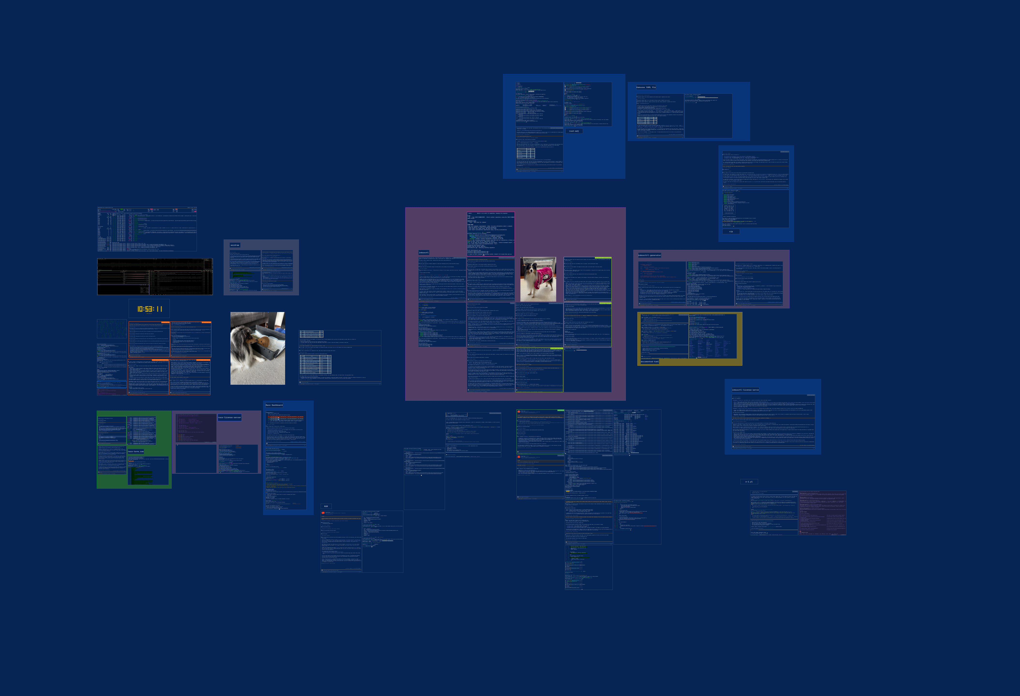 RACE zoomed out to show terminal groups and images arranged across a blue canvas